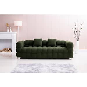 80 in. Wide Square Arm Fabric Modern Rectangle Sofa in Green