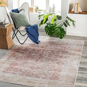 Trystane Rust 5 ft. x 7 ft. Traditional Indoor Machine-Washable Area Rug
