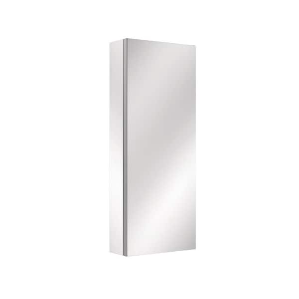 12 in. W x 30 in. H Rectangular Aluminum Left Medicine Cabinet with Mirror Wall Mount Mirrored Bathroom Storage Cabinet