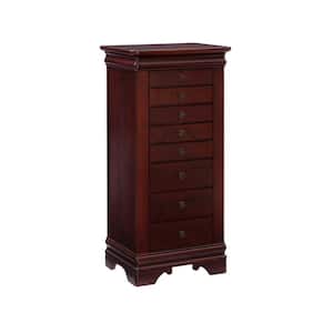 Leo Marquis Cherry Brown Wood Free-Standing 20.13 in. W Jewelry Armoire