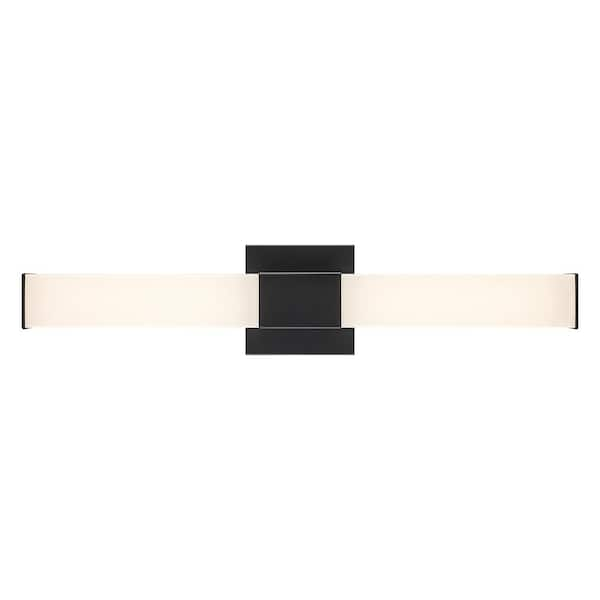 24 in. Integrated LED Black Bathroom Vanity Light Fixture with Rectangular Acrylic Shade