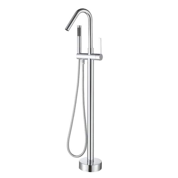Dimakai Freestanding Single-Handle Bathtub Faucet with Hand Shower in Chrome