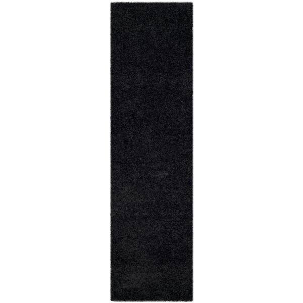 SAFAVIEH Laguna Shag Black 2 ft. x 8 ft. Solid Runner Rug