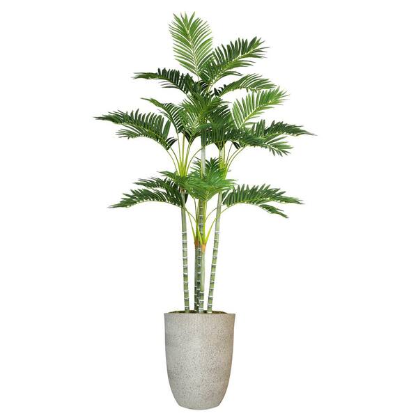 VINTAGE HOME 6.33 ft. Tall Green Artificial Faux Real Touch Palm Trees in Fiberstone Planter