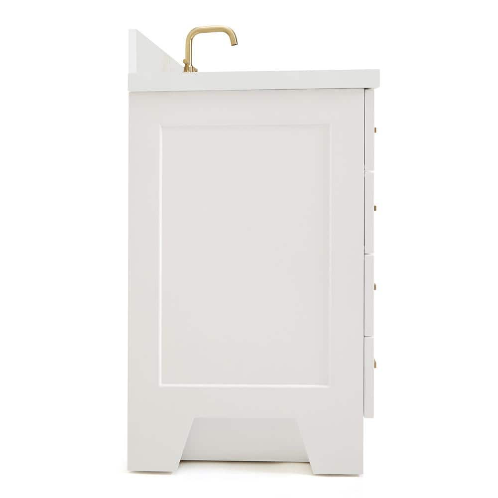 Taylor 43" White Quartz Single Sink Vanity with Brass Hardware