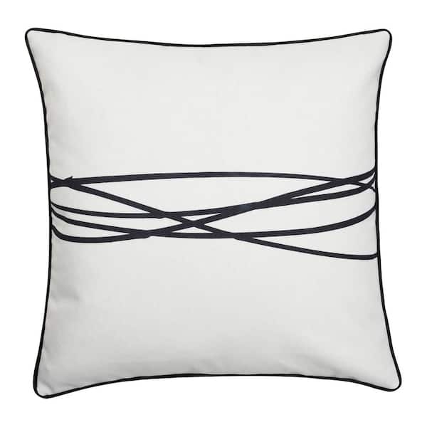 Amos White, Black Abstract Cotton 6.5 in. x 24 in. Throw Pillow