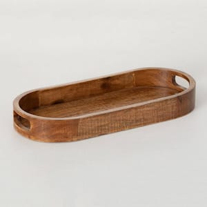 18 in. Oval Wooden Serving Tray