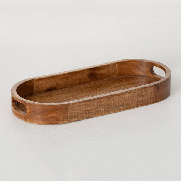 SULLIVANS 18 in. Oval Wooden Serving Tray