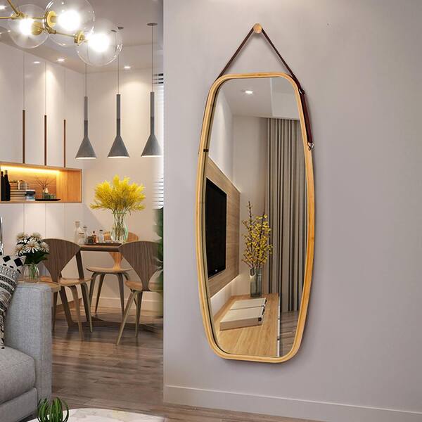 Costway 39 In X 18 Rectangle Faux, Leather Mirrors Wall