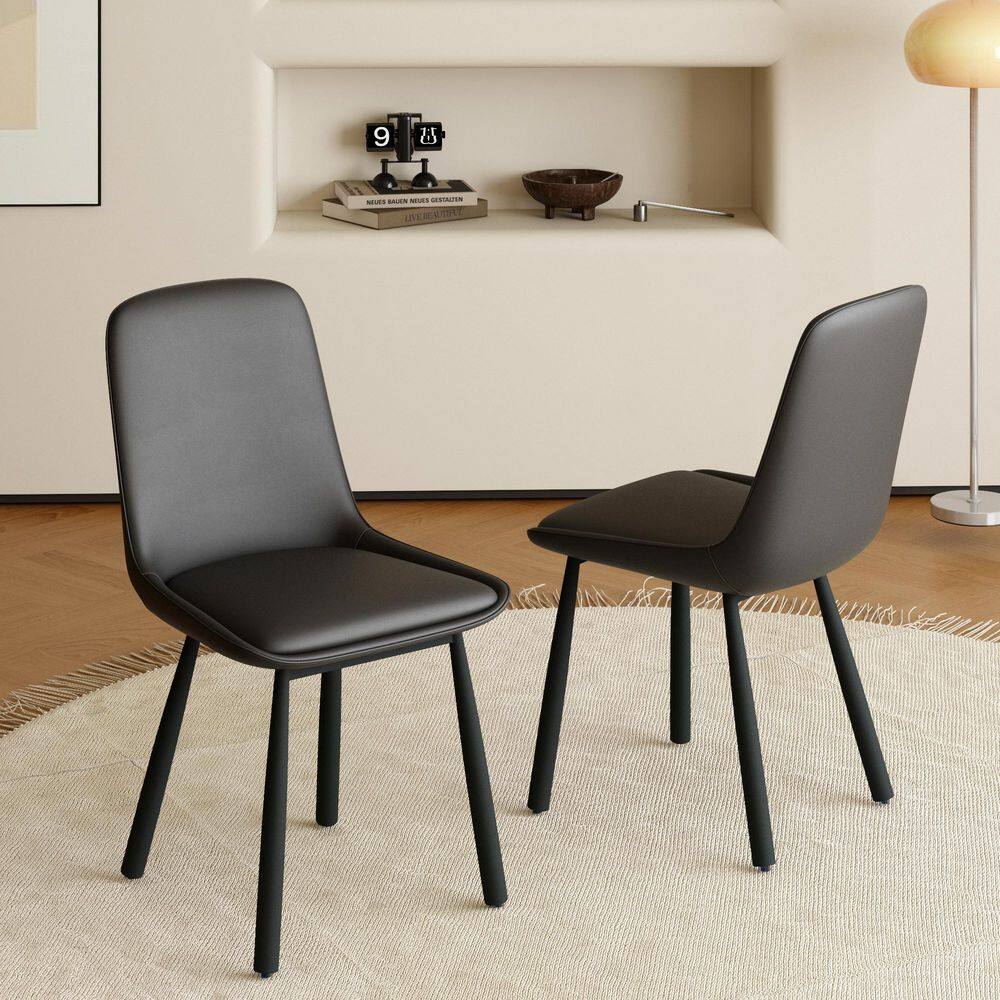 (Set of 6) Black Faux Leather Upholstered Dining Chairs Kitchen Chairs with Metal Legs price history on PriceWatchPro