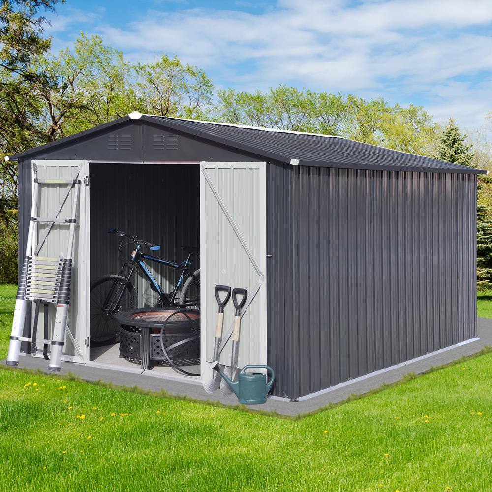 10 ft. W x 12 ft. D Outdoor Metal Shed Utility Tool House with Aluminum All