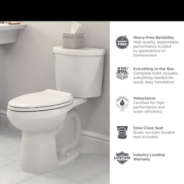 American Standard - Reliant 2-piece 1.28 GPF Single Flush Chair Height Elongated Toilet in White, Seat Not Included