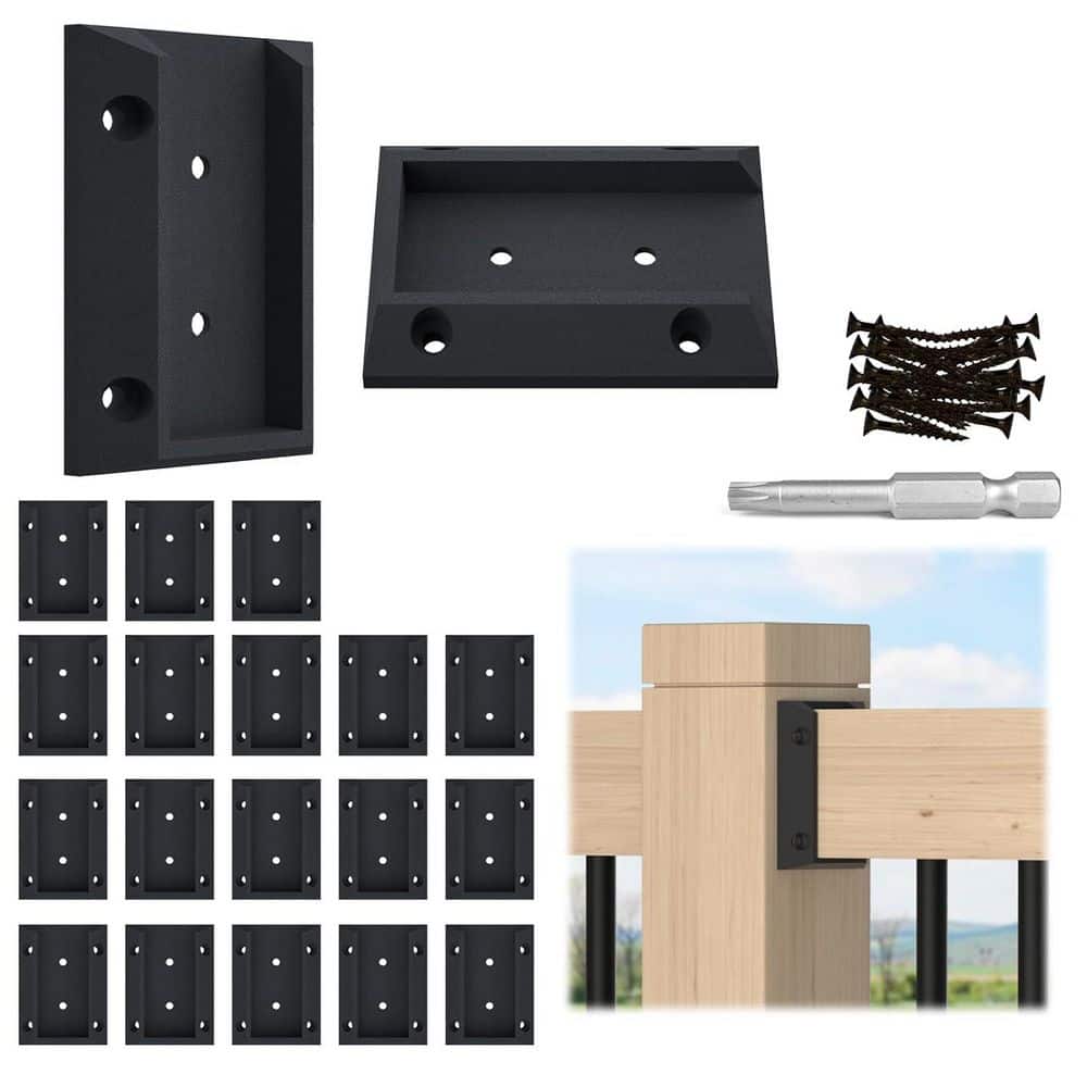 WT11 2.7 in. H x 2.07 in. W Black Steel Stair Railing Kit with Pre-Drilled Brackets for Easy Installation (20-Pack) price history on PriceWatchPro