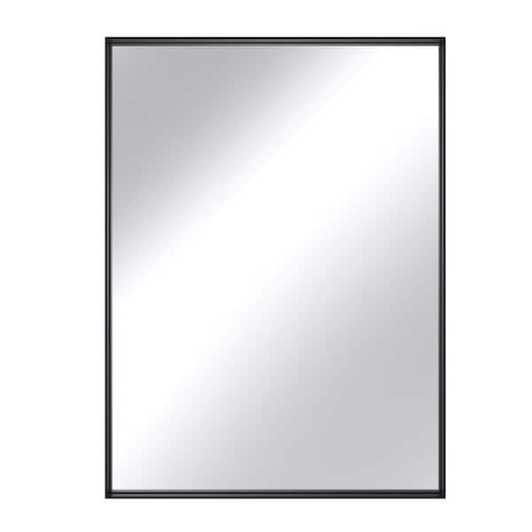 22 in. W x 30 in. H Rectangular Framed Wall-Mounted Bathroom Vanity Mirror in Matte Black