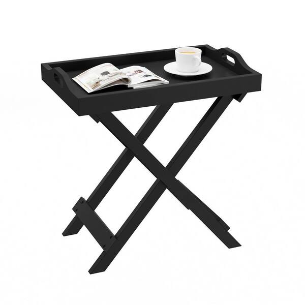 StoreSmith Folding Acacia Tray Table with Removable Tray