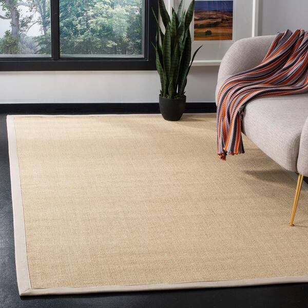 Natural Fiber Beige/Ivory 4 ft. x 6 ft. Border Area Rug