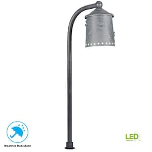 25-Watt Equivalent Low Voltage Rustic Iron Integrated LED Outdoor Landscape Path Light with Shade Details