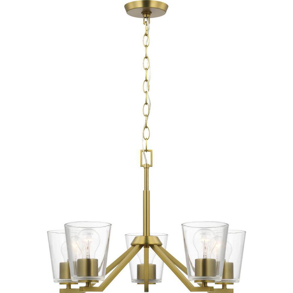 Vertex Brushed Gold and Nickel Five Light Chandelier