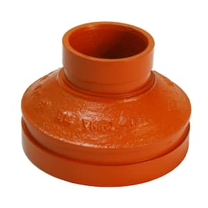 4 in. x 3 in. Grooved Reducer Fitting, Ductile Iron, Joins Pipes in Wet and Dry Systems, Full Flow in Orange