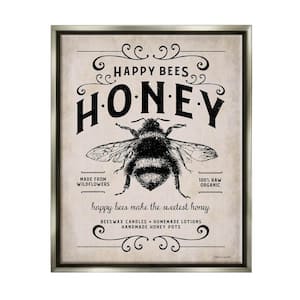 Honey Bee Farm Textured Word Design by Stephanie Workman Marrott Floater Frame Animal Wall Art Print 31 in. x 25 in.