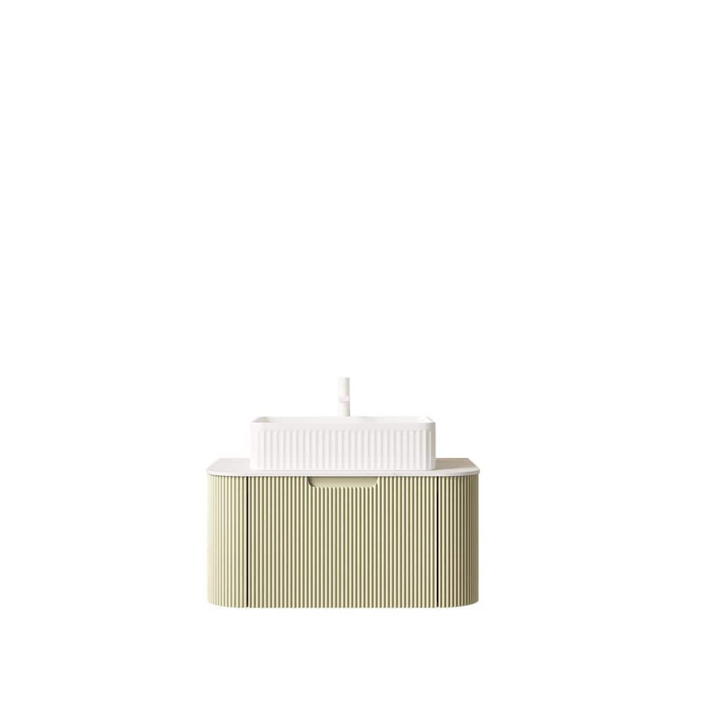 30 in. Wall-Mounted Light Green Bath Vanity with White Solid Surface Top Pre-Assembled price history on PriceWatchPro