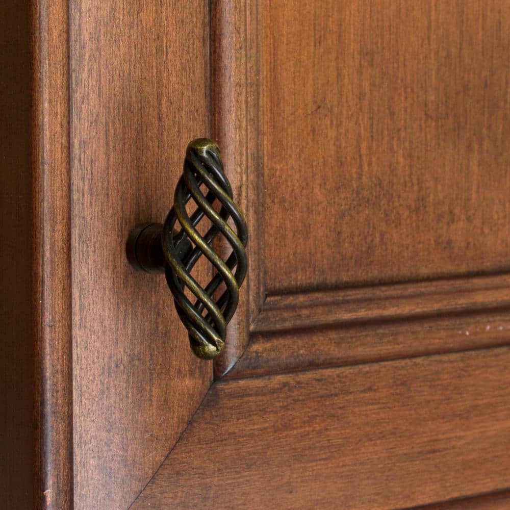 Antique Brass Oval Birdcage Cabinet Knob Multipack with Mounting Hardware
