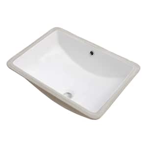 AquaVista 21 in. x 14 in. Ceramic Rectangular Undermount Bathroom Sink in White with Overflow