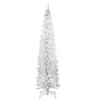 7 ft. White Iridescent Tinsel Tree with Metal Stand and 210 Clear Lights