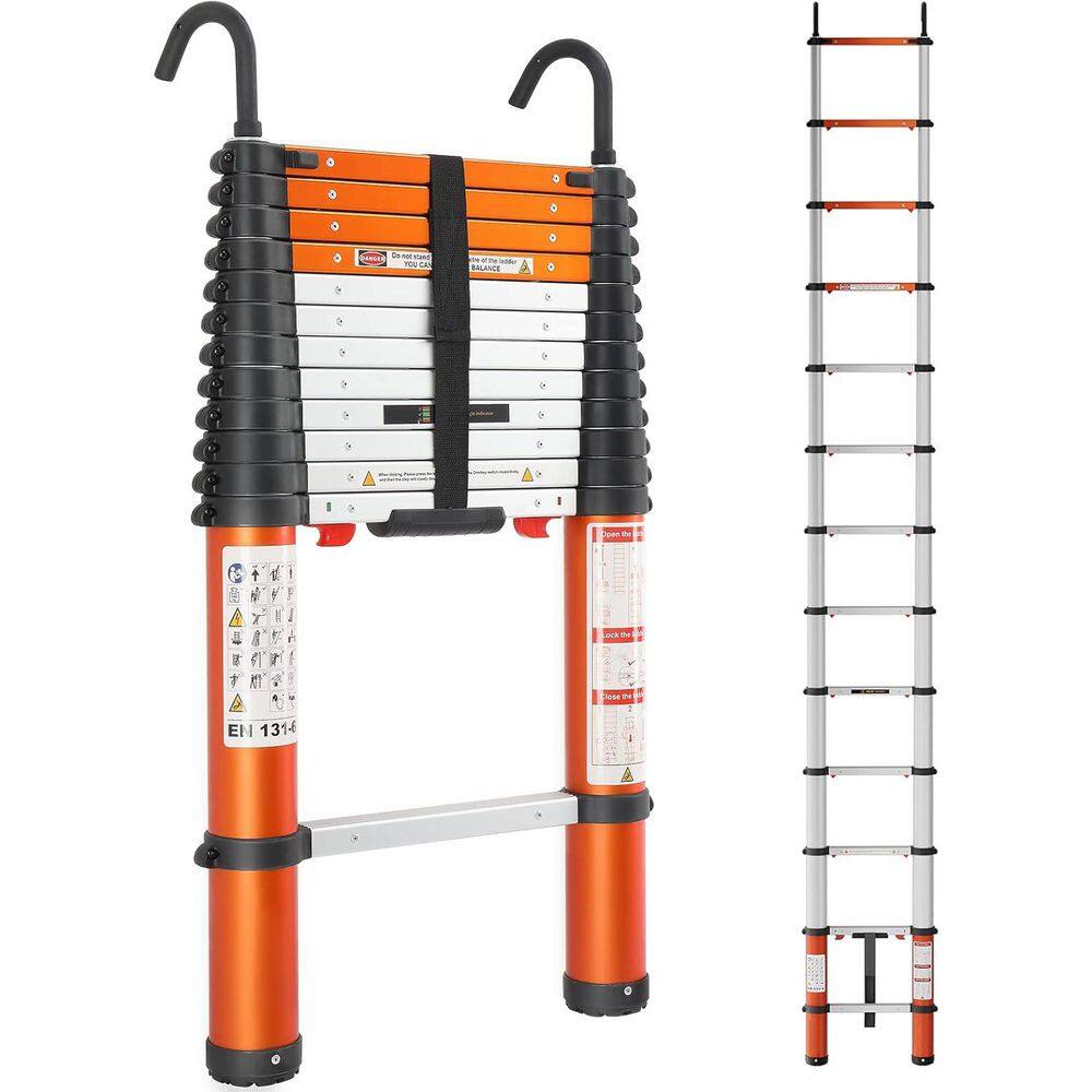 12.5 ft. Aluminum Telescoping Extension Ladder with 1-Button Retraction and 330 lb. Capacity Safe and Portable Design price history on PriceWatchPro