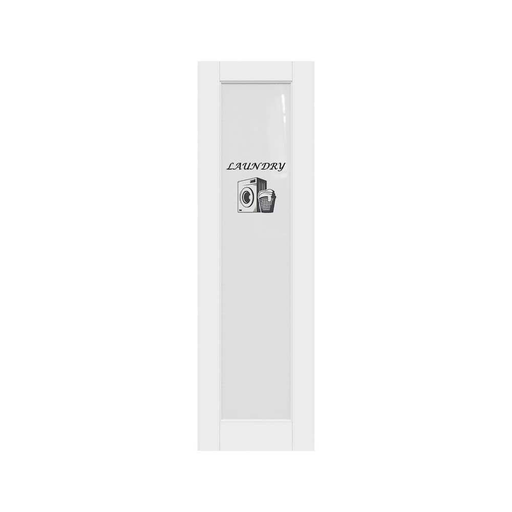 24 in. x 80 in. 1-Lite Tempered Frosted Glass White Primed Solid MDF Interior Door Slab with Peel Sticker (Laundry) price history on PriceWatchPro