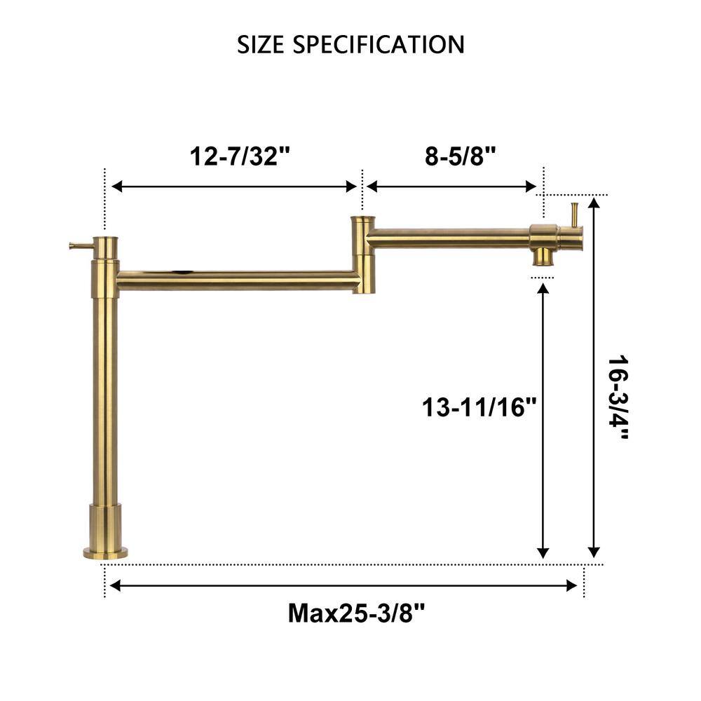 Brass Gold Double Handle Pot Filler Faucet