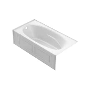 AMIGA 72 in. x 36 in. Acrylic Left-Hand Drain Rectangular Alcove Soaking Bathtub in White