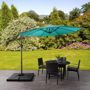 9.5 ft. Steel Cantilever UV Resistant Offset Patio Umbrella in Turquoise Blue