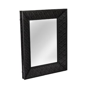 20.5 in. W x 25.4 in. H Rattan Satin Black Finish Decorative Mirror