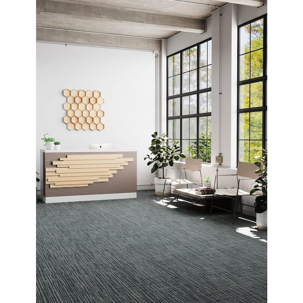 Croy - Baker - Blue Commercial/Residential 24 x 24 in. Glue-Down Carpet Tile Square (72 sq. ft.)