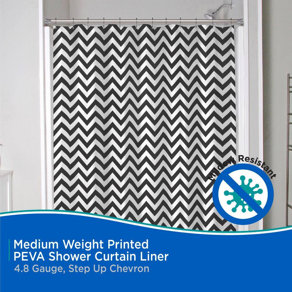 Black and White Chevron PEVA Shower Curtain Liner 70" x 72"