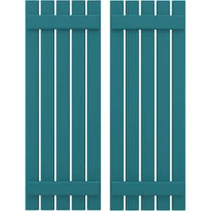 19-1/2 in. W x 35 in. H Americraft 5-Board Exterior Real Wood Spaced Board and Batten Shutters in Antigua