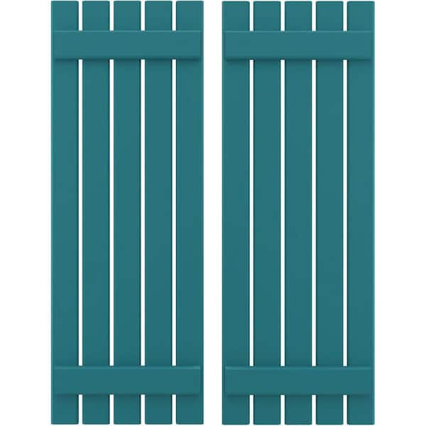 Ekena Millwork 19-1/2 in. W x 55 in. H Americraft 5-Board Exterior Real Wood Spaced Board and Batten Shutters in Antigua