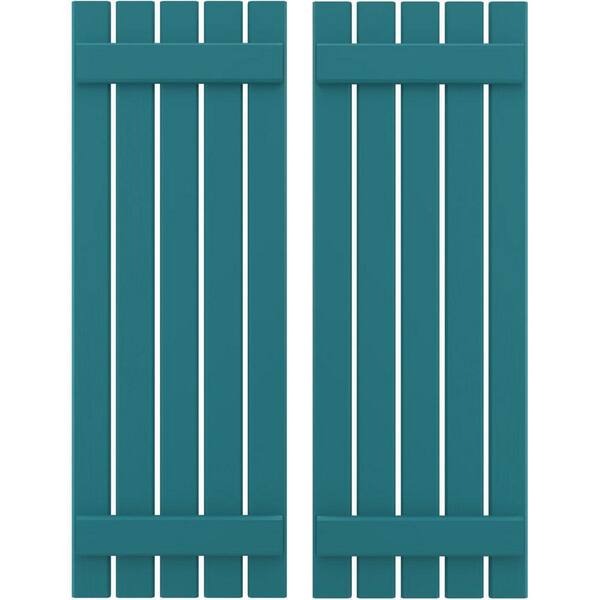 Ekena Millwork 19-1/2 in. W x 60 in. H Americraft 5-Board Exterior Real Wood Spaced Board and Batten Shutters in Antigua