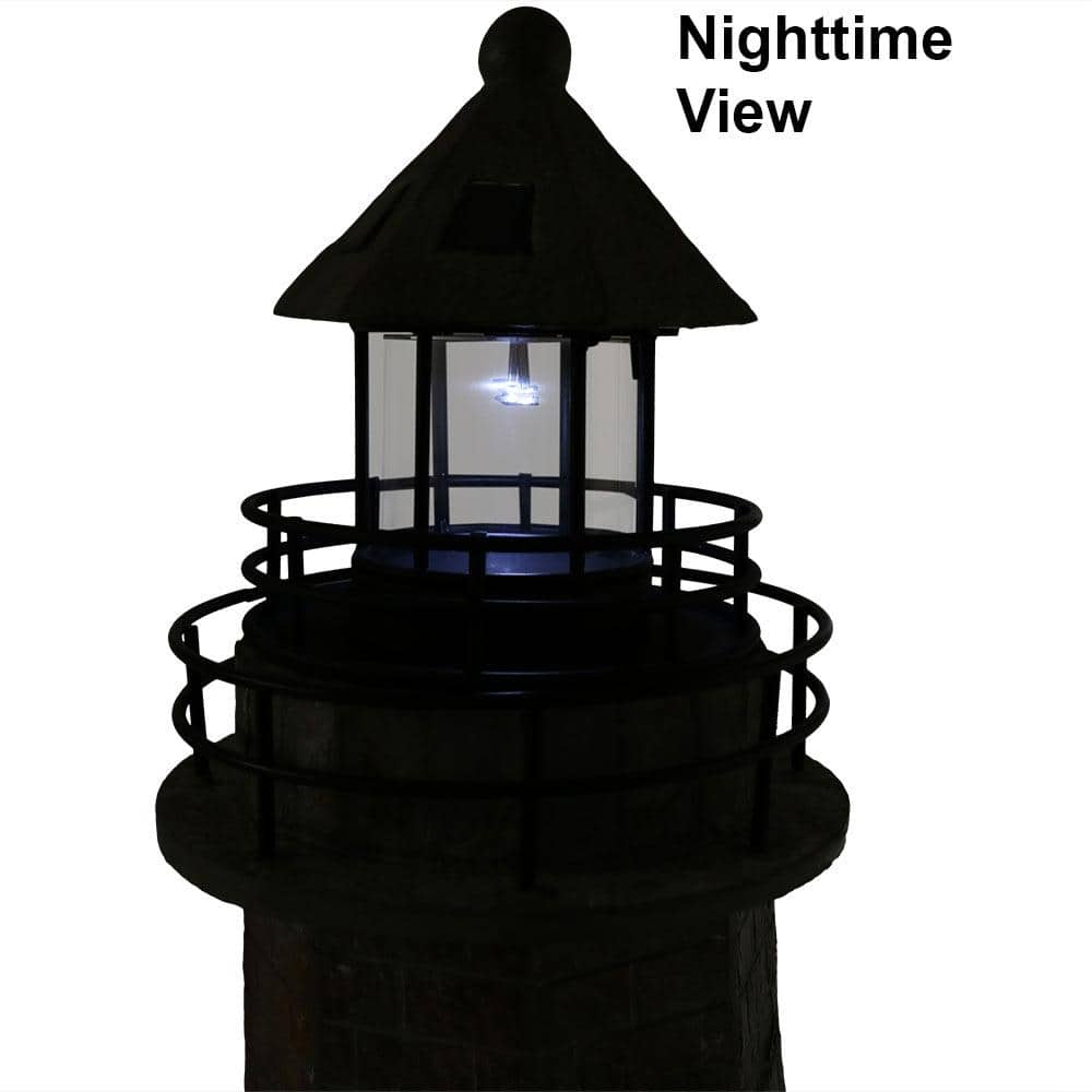 Gray Resin Solar LED Nautical Lighthouse Statue - 35"