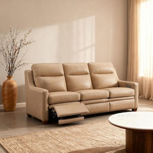 Ellesophas 86 in Genuine Leather Square Arm Reclining Sofa with