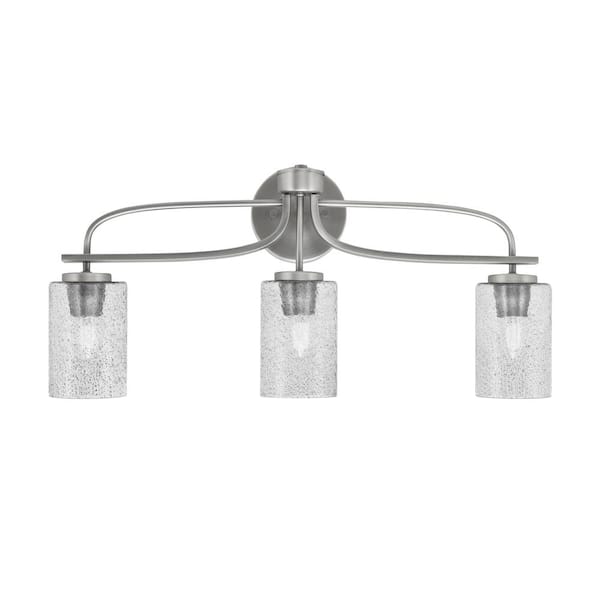 Unbranded Olympia 25.5 in. 3-Light Graphite Vanity Light Smoke Bubble Glass Shade