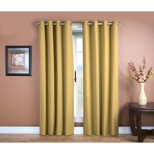 RICARDO Glasgow 56 in. W x 108 in. L Woven Grommet Top Window Light Filtering Curtain (Single Panel)  in Gold Leaf