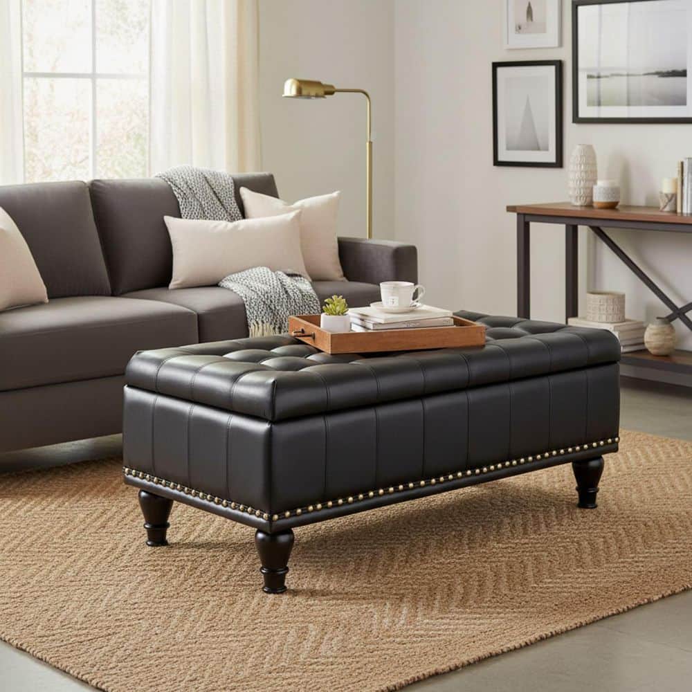 Black Faux Leather Square Accent 18 in.H Ottoman price history on PriceWatchPro