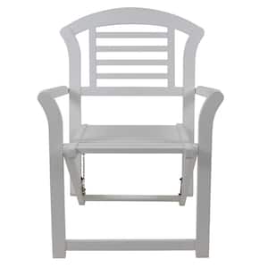 Fenton White Folding Wood Outdoor Arm Chair