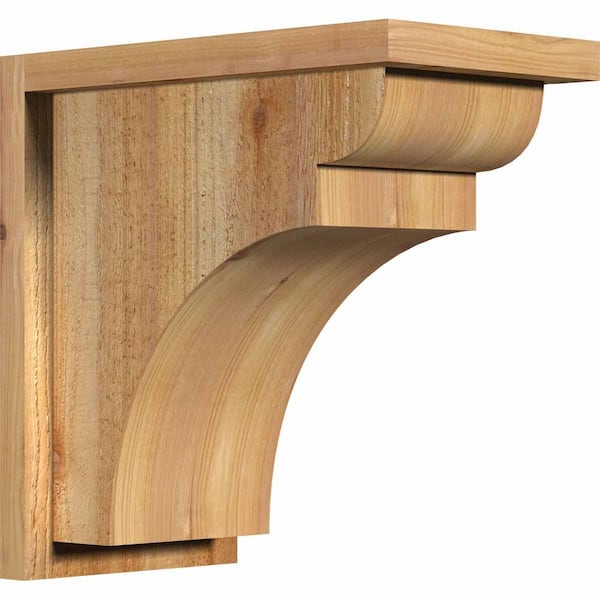Ekena Millwork 8 in. x 14 in. x 14 in. Western Red Cedar Yorktown Rough Sawn Corbel with Backplate