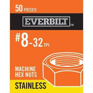 #8-32 Stainless Steel Machine Screw Nut (50-Pack)