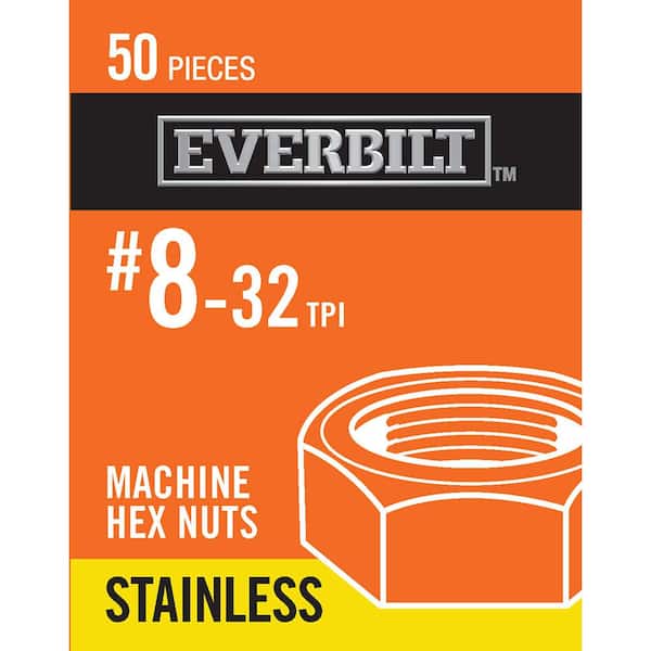 Everbilt #8-32 Stainless Steel Machine Screw Nut (50-Pack)