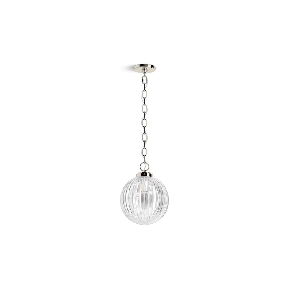 Polished Nickel Glass Globe LED Pendant Light