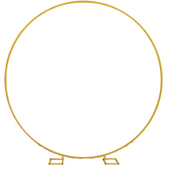 Justincity 6.6 ft. Round Metal Arbor Backdrop Stand with White Spandex Cover, Gold Balloon Arch Frame for Wedding Birthday Party